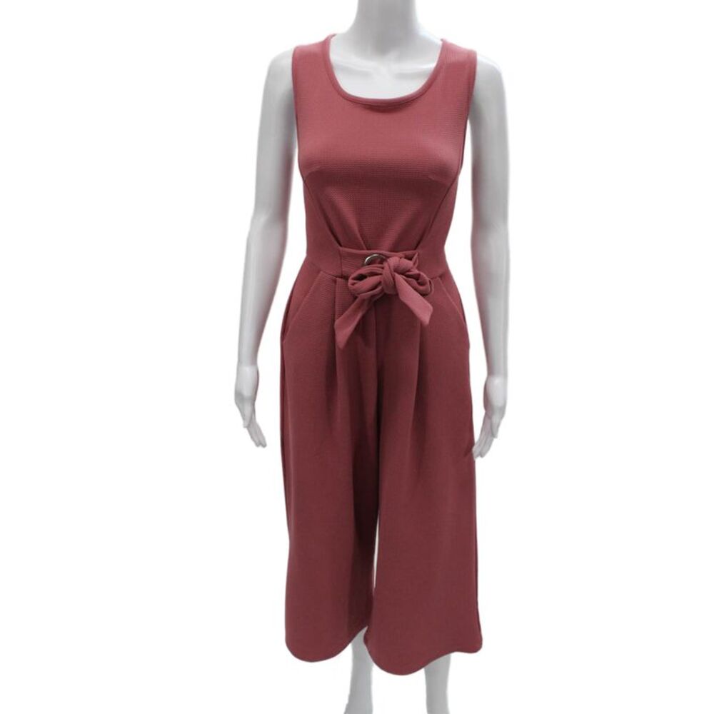 Romeo & Juliet Womens Pink Sleeveless Jumpsuit Herringbone Size L